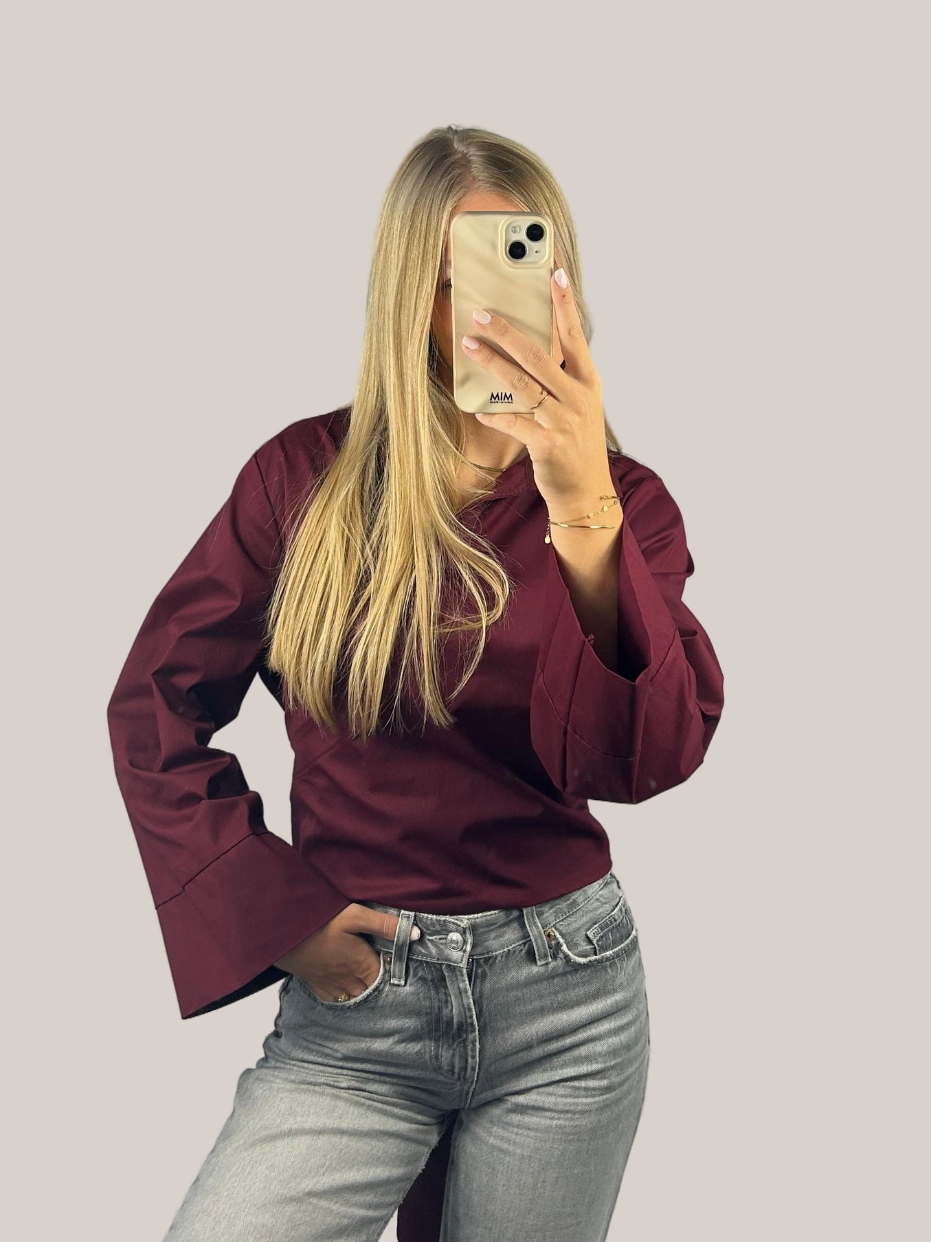 Strik blouse Bordeaux rood