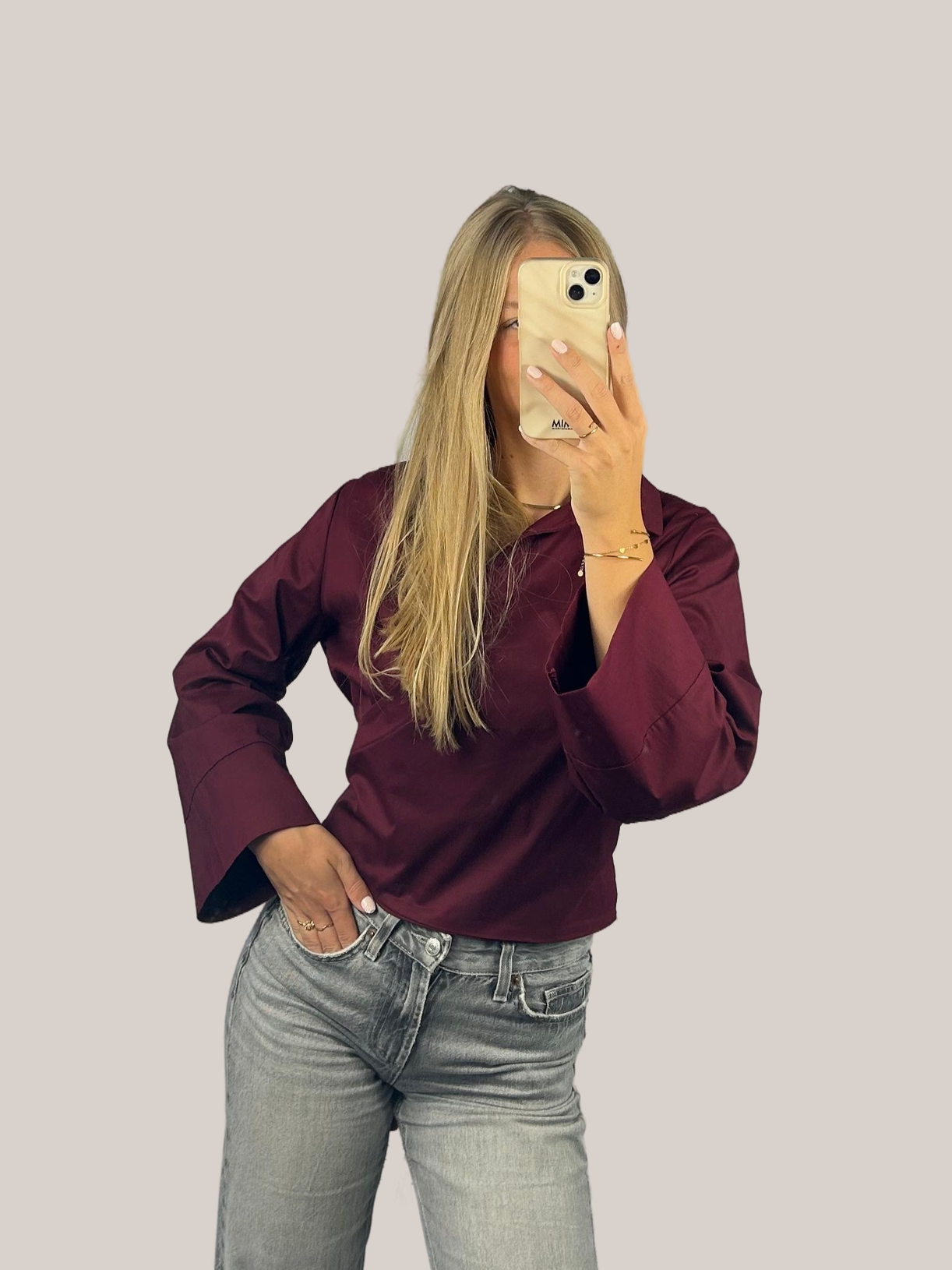 Strik blouse Bordeaux rood