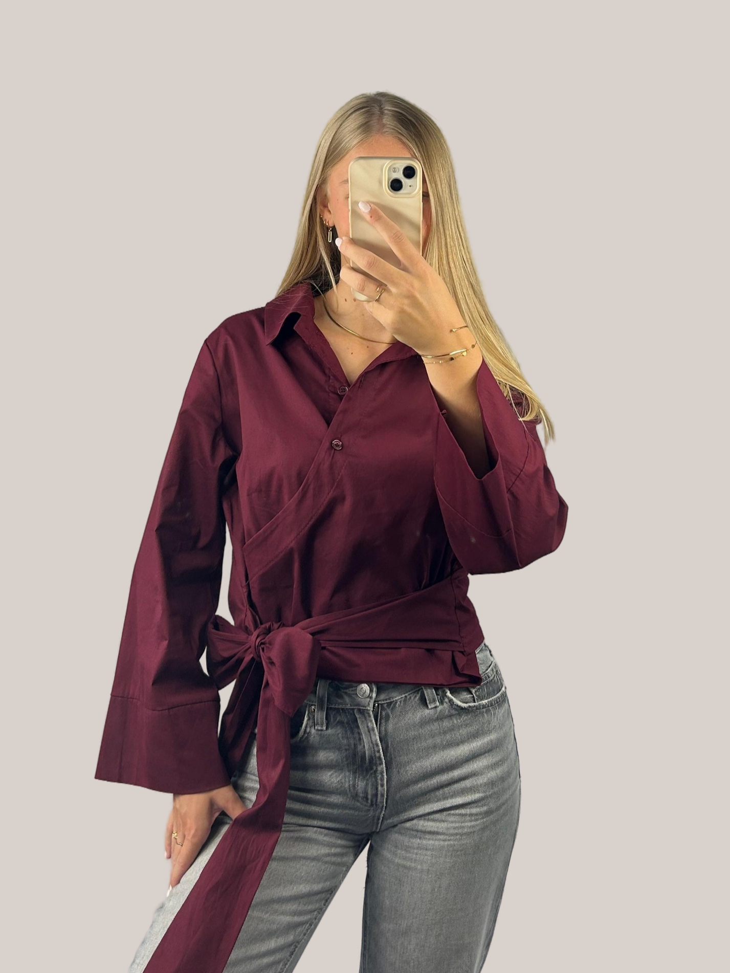 Strik blouse Bordeaux rood