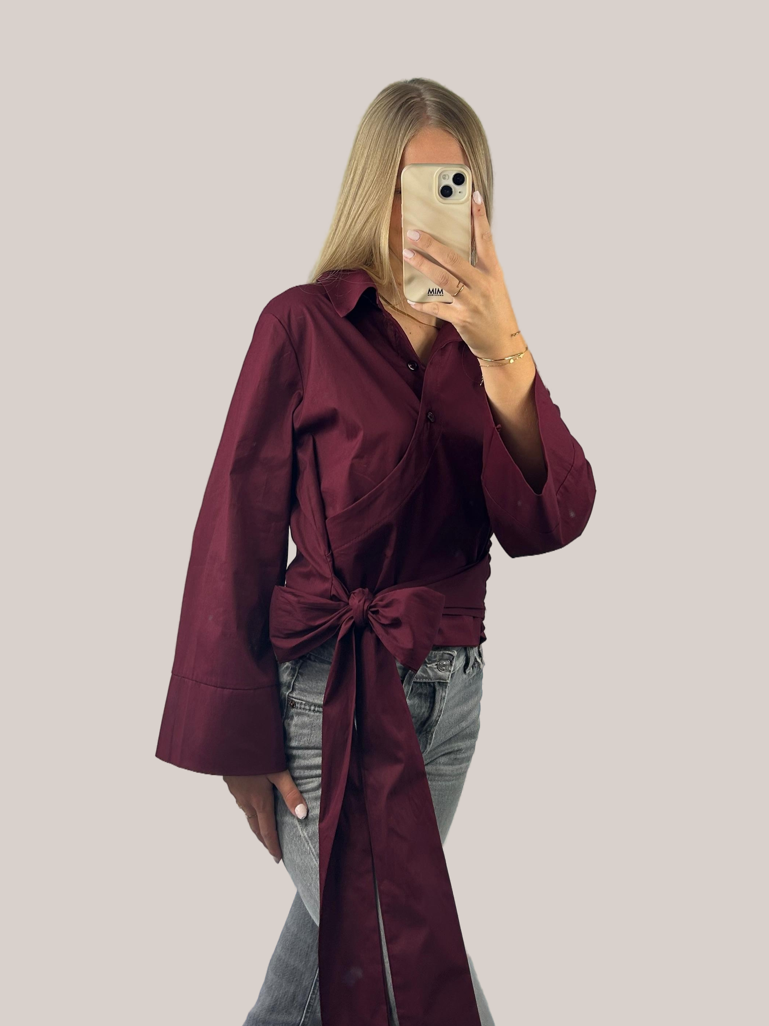 Strik blouse Bordeaux rood